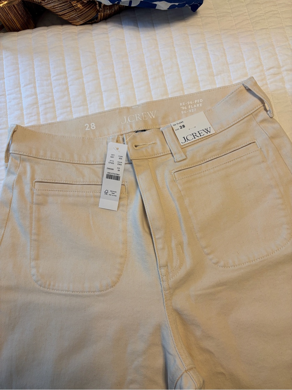 J.Crew Cream Flare Pants Size 28 Stretch Twill NWT